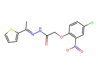 2-(4-chloro-2-nitrophenoxy)-N-[(E)-1-thiophen-2-ylethylideneamino]acetamide structure