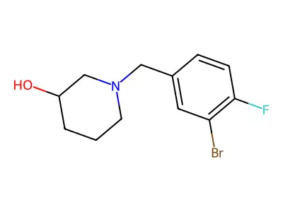 1-[(3-Bromo-4-fluorophenyl)methyl]piperidin-3-ol structure