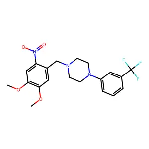 1-[(4,5-Dimethoxy-2-nitrophenyl)methyl]-4-[3-(trifluoromethyl)phenyl]piperazine structure
