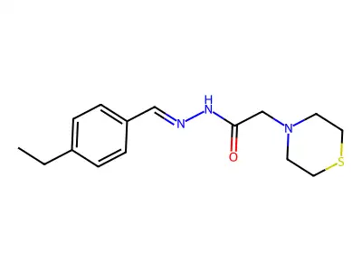 N-[(4-ethylphenyl)methylideneamino]-2-thiomorpholin-4-ylacetamide structure