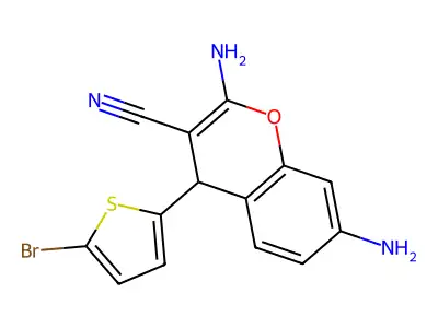 2,7-diamino-4-(5-bromothiophen-2-yl)-4H-chromene-3-carbonitrile structure