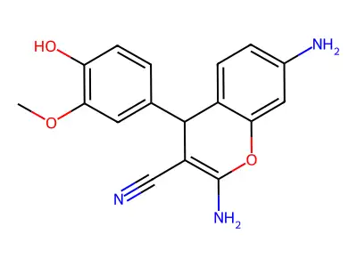 2,7-diamino-4-(4-hydroxy-3-methoxyphenyl)-4H-chromene-3-carbonitrile structure