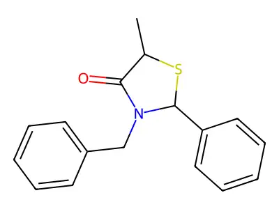 3-Benzyl-5-methyl-2-phenyl-thiazolidin-4-one structure