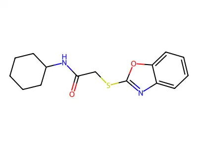 2-(1,3-benzoxazol-2-ylsulfanyl)-N-cyclohexylacetamide structure