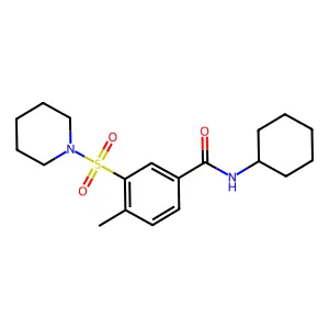 N-cyclohexyl-4-methyl-3-(piperidine-1-sulfonyl)benzamide structure