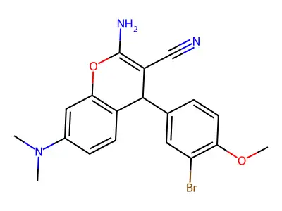 2-amino-4-(3-bromo-4-methoxyphenyl)-7-(dimethylamino)-4H-chromene-3-carbonitrile structure