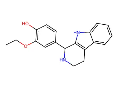 2-ethoxy-4-(2,3,4,9-tetrahydro-1H-pyrido[3,4-b]indol-1-yl)phenol structure