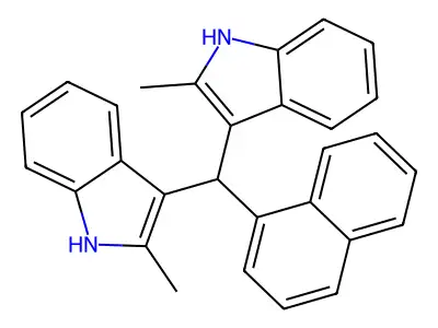 2-methyl-3-[(2-methyl-1H-indol-3-yl)-naphthalen-1-ylmethyl]-1H-indole structure