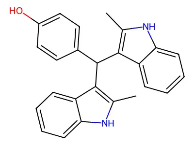 4-[bis(2-methyl-1H-indol-3-yl)methyl]phenol structure