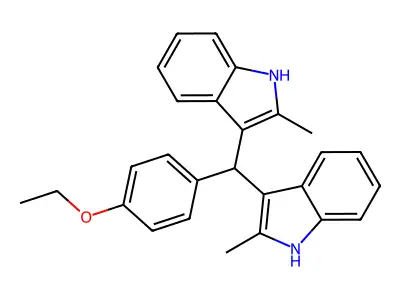 3-[(4-ethoxyphenyl)-(2-methyl-1H-indol-3-yl)methyl]-2-methyl-1H-indole structure