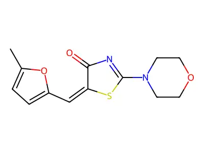 5-[(5-methyl-2-furyl)methylene]-2-(4-morpholinyl)-1,3-thiazol-4(5H)-one structure