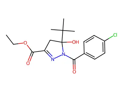 ethyl 5-tert-butyl-1-(4-chlorobenzoyl)-5-hydroxy-4H-pyrazole-3-carboxylate structure