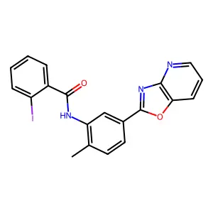 2-iodo-N-[2-methyl-5-([1,3]oxazolo[4,5-b]pyridin-2-yl)phenyl]benzamide structure