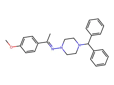 N-(4-benzhydryl-1-piperazinyl)-N-[1-(4-methoxyphenyl)ethylidene]amine structure
