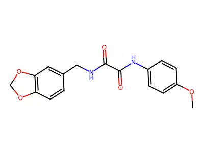 N-(1,3-benzodioxol-5-ylmethyl)-N'-(4-methoxyphenyl)oxamide structure