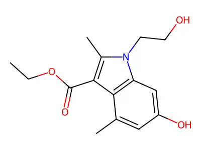 ethyl 6-hydroxy-1-(2-hydroxyethyl)-2,4-dimethyl-1H-indole-3-carboxylate structure