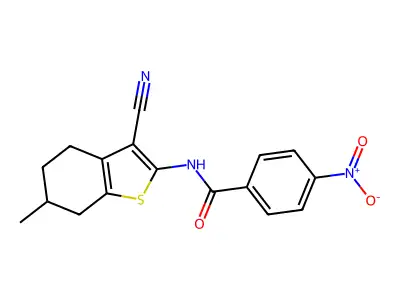N-(3-cyano-6-methyl-4,5,6,7-tetrahydro-1-benzothiophen-2-yl)-4-nitrobenzamide structure