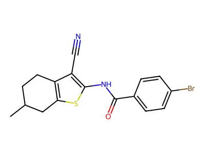 4-bromo-N-(3-cyano-6-methyl-4,5,6,7-tetrahydro-1-benzothiophen-2-yl)benzamide structure