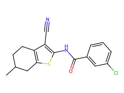 3-Chloro-N-(3-cyano-6-methyl-4,5,6,7-tetrahydrobenzo[b]thiophen-2-yl)benzamide structure