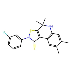 2-(3-fluorophenyl)-4,4,7,8-tetramethyl-5H-[1,2]thiazolo[5,4-c]quinoline-1-thione structure