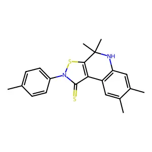 4,4,7,8-tetramethyl-2-(4-methylphenyl)-5H-[1,2]thiazolo[5,4-c]quinoline-1-thione structure