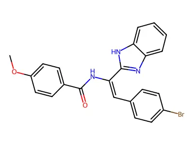 N-[(E)-1-(1H-benzimidazol-2-yl)-2-(4-bromophenyl)ethenyl]-4-methoxybenzamide structure