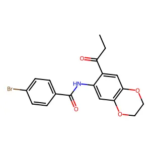 4-bromo-N-(7-propanoyl-2,3-dihydro-1,4-benzodioxin-6-yl)benzamide structure