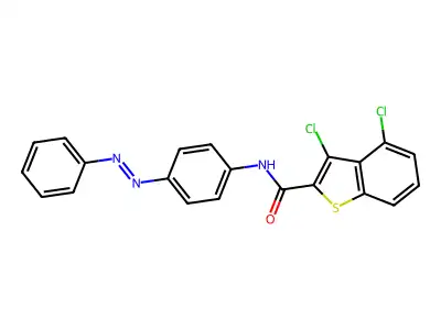 3,4-dichloro-N-{4-[(E)-phenyldiazenyl]phenyl}-1-benzothiophene-2-carboxamide structure