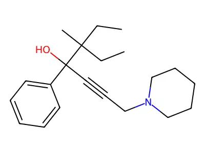 5-Ethyl-5-methyl-4-phenyl-1-(piperidin-1-yl)hept-2-yn-4-ol structure