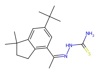 [(Z)-1-(6-tert-butyl-1,1-dimethyl-2,3-dihydroinden-4-yl)ethylideneamino]thiourea structure