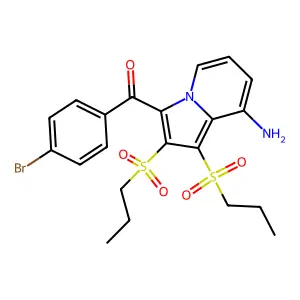 [8-Amino-1,2-bis(propylsulfonyl)indolizin-3-yl]-(4-bromophenyl)methanone structure