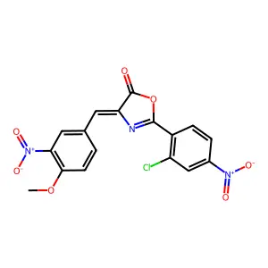 (4Z)-2-(2-chloro-4-nitrophenyl)-4-[(4-methoxy-3-nitrophenyl)methylidene]-1,3-oxazol-5-one structure