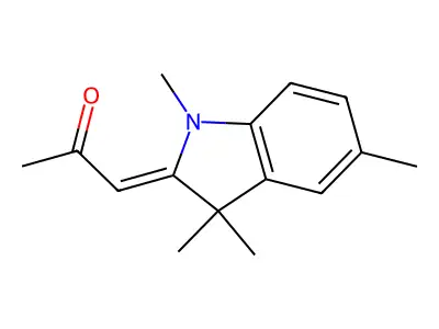 1-(1,3,3,5-Tetramethylindolin-2-ylidene)acetone structure