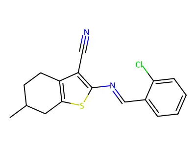 2-((2-Chlorobenzylidene)amino)-6-methyl-4,5,6,7-tetrahydrobenzo[b]thiophene-3-carbonitrile structure