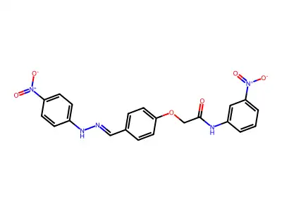 N-(3-nitrophenyl)-2-[4-[[(4-nitrophenyl)hydrazinylidene]methyl]phenoxy]acetamide structure