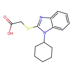 [(1-cyclohexyl-1H-benzimidazol-2-yl)thio]acetic acid structure