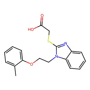 2-[1-[2-(2-Methylphenoxy)ethyl]benzimidazol-2-yl]sulfanylacetic acid structure