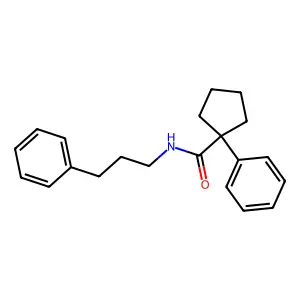 1-phenyl-N-(3-phenylpropyl)cyclopentane-1-carboxamide structure