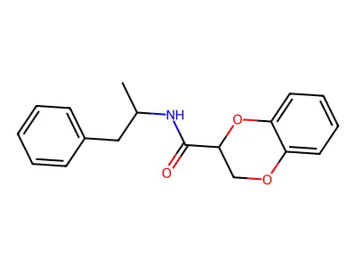 N-(1-phenylpropan-2-yl)-2,3-dihydro-1,4-benzodioxine-3-carboxamide structure
