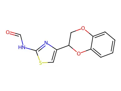 N-[4-(2,3-dihydro-1,4-benzodioxin-2-yl)-1,3-thiazol-2-yl]formamide structure