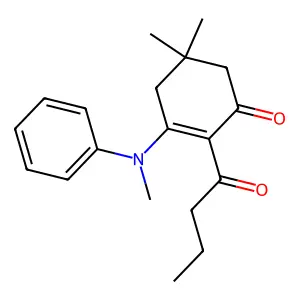2-Butyryl-5,5-dimethyl-3-(methylanilino)-2-cyclohexen-1-one structure
