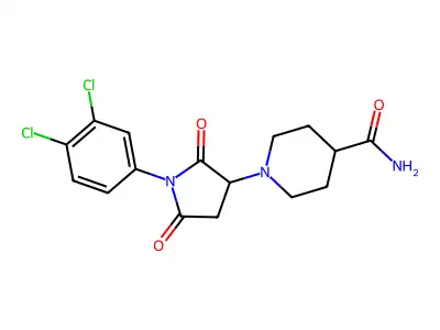 1-[1-(3,4-Dichlorophenyl)-2,5-dioxopyrrolidin-3-yl]piperidine-4-carboxamide structure