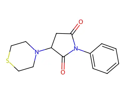 1-Phenyl-3-thiomorpholin-4-ylpyrrolidine-2,5-dione structure