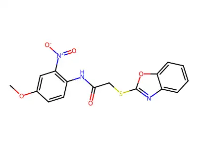 2-(1,3-benzoxazol-2-ylsulfanyl)-N-(4-methoxy-2-nitrophenyl)acetamide structure