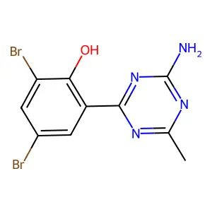 2-(4-Amino-6-methyl-1,3,5-triazin-2-yl)-4,6-dibromophenol structure