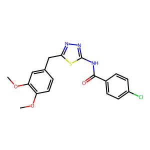 4-chloro-N-[5-[(3,4-dimethoxyphenyl)methyl]-1,3,4-thiadiazol-2-yl]benzamide structure