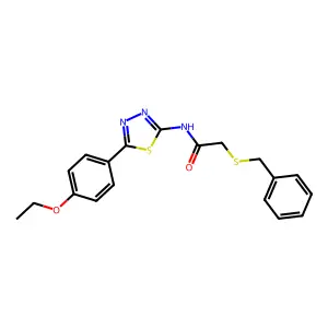 2-benzylsulfanyl-N-[5-(4-ethoxyphenyl)-1,3,4-thiadiazol-2-yl]acetamide structure