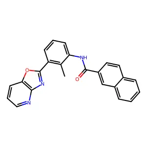N-[2-methyl-3-([1,3]oxazolo[4,5-b]pyridin-2-yl)phenyl]naphthalene-2-carboxamide structure