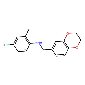 N-(2,3-dihydro-1,4-benzodioxin-6-ylmethyl)-4-fluoro-2-methylaniline structure