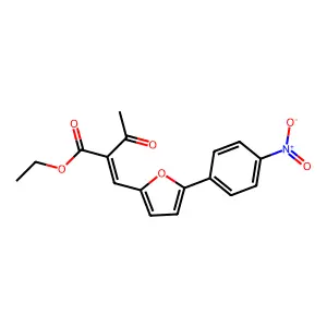 (E)-ethyl 2-((5-(4-nitrophenyl)furan-2-yl)methylene)-3-oxobutanoate structure